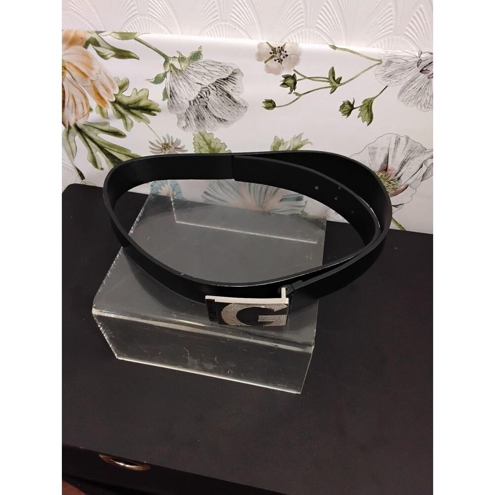 G by Guess Faux Leather Black Belt 1.5" Wide Size 36